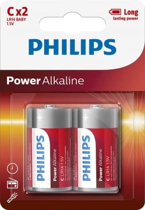Batteri LR14P2B/10 Power Alkaline C / 2 st, Philips
