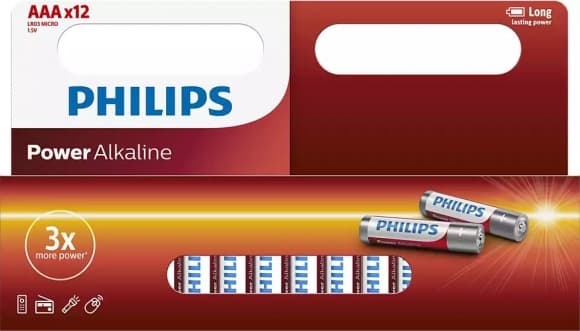 Batteri LR03P12W/10 Power Alkaline AAA / 12 stk, Philips