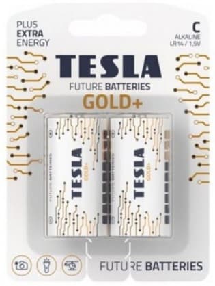 Batteri C Guld+ LR14 2stk., Tesla