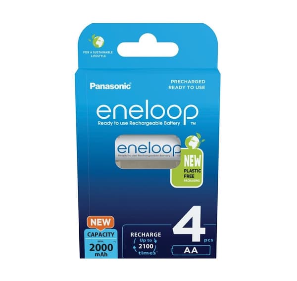 Panasonic eneloop oppladbart batteri AA 2000 4BP