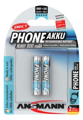 Batteri AAA NiMH 2x800mAh (DECT-telefon), Ansmann