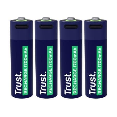 Batteri rech. li-ion aa 1,5v/1700mah USB-C 4p 25631, Trust