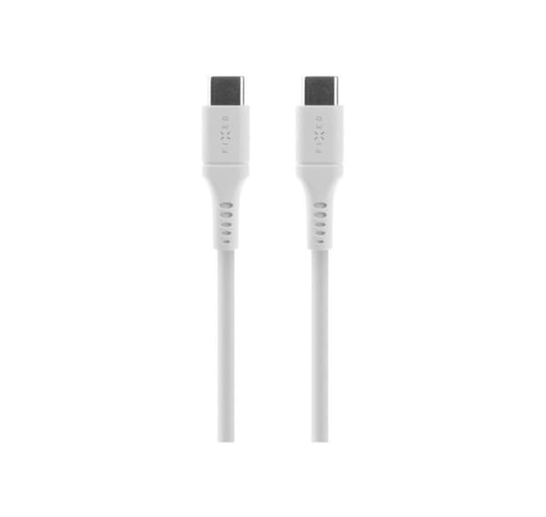 Fast, flytende silikonkabel USB-C/USB-C, 2m, 60W, FIXDLS-CC2-WH