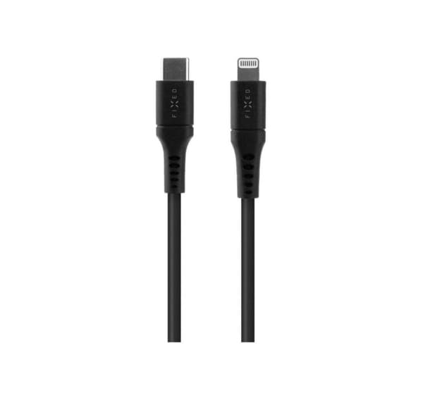 Fast, flytende silikonkabel USB-C/Lightning, 1,2 m, FIXDLS-CL12-BK