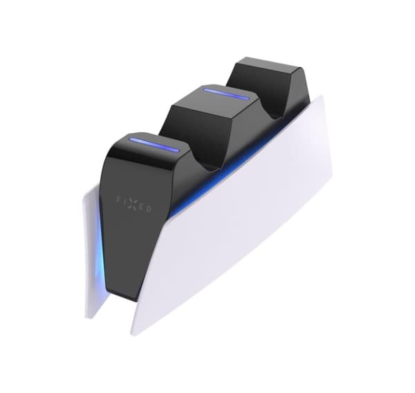 Fast, dobbel laderstativ for PS5 trådløs kontroller, FIXPS5-DCC-BW