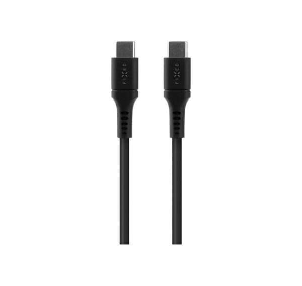Fast, flydende silikonekabel USB-C/USB-C, 2m, 60W, FIXDLS-CC2-BK