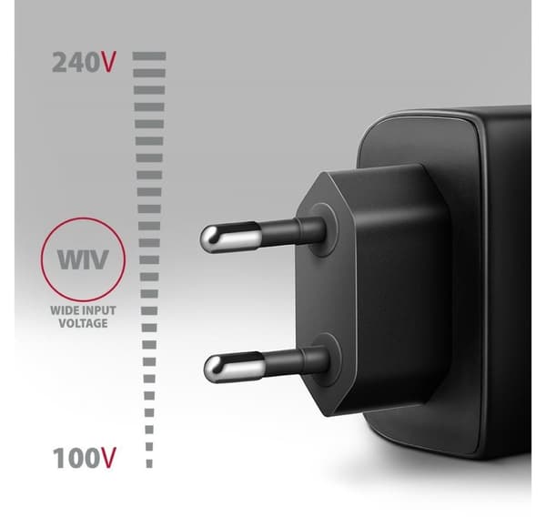 AXAGON, GaN-seinälaturi 2x portti (USB-A + USB-C), PD3.0/PPS/QC4+/SFC2.0/AFC/SCP/FCP/Apple, 45W, ACU-PQ45