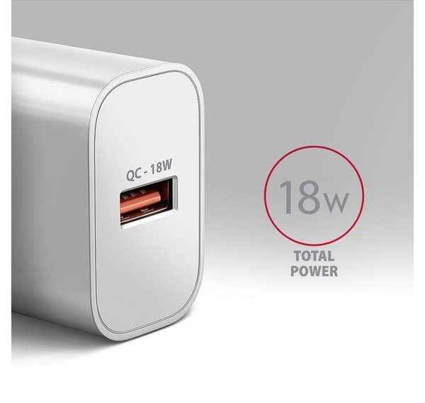 AXAGON, Vægoplader 1x port USB-A, QC3.0/AFC/FCP/Apple, 18W, ACU-QC18W