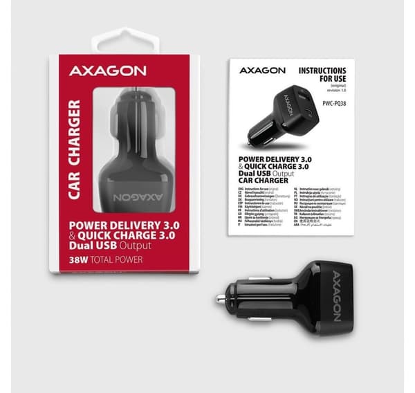 AXAGON, Dobbel billader, 38W, PWC-PQ38