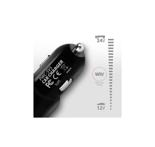 AXAGON, Dobbelt biloplader, 24W, PWC-5V5