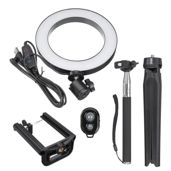 Selfie lamppu / Ring light (20 cm) ja jalusta