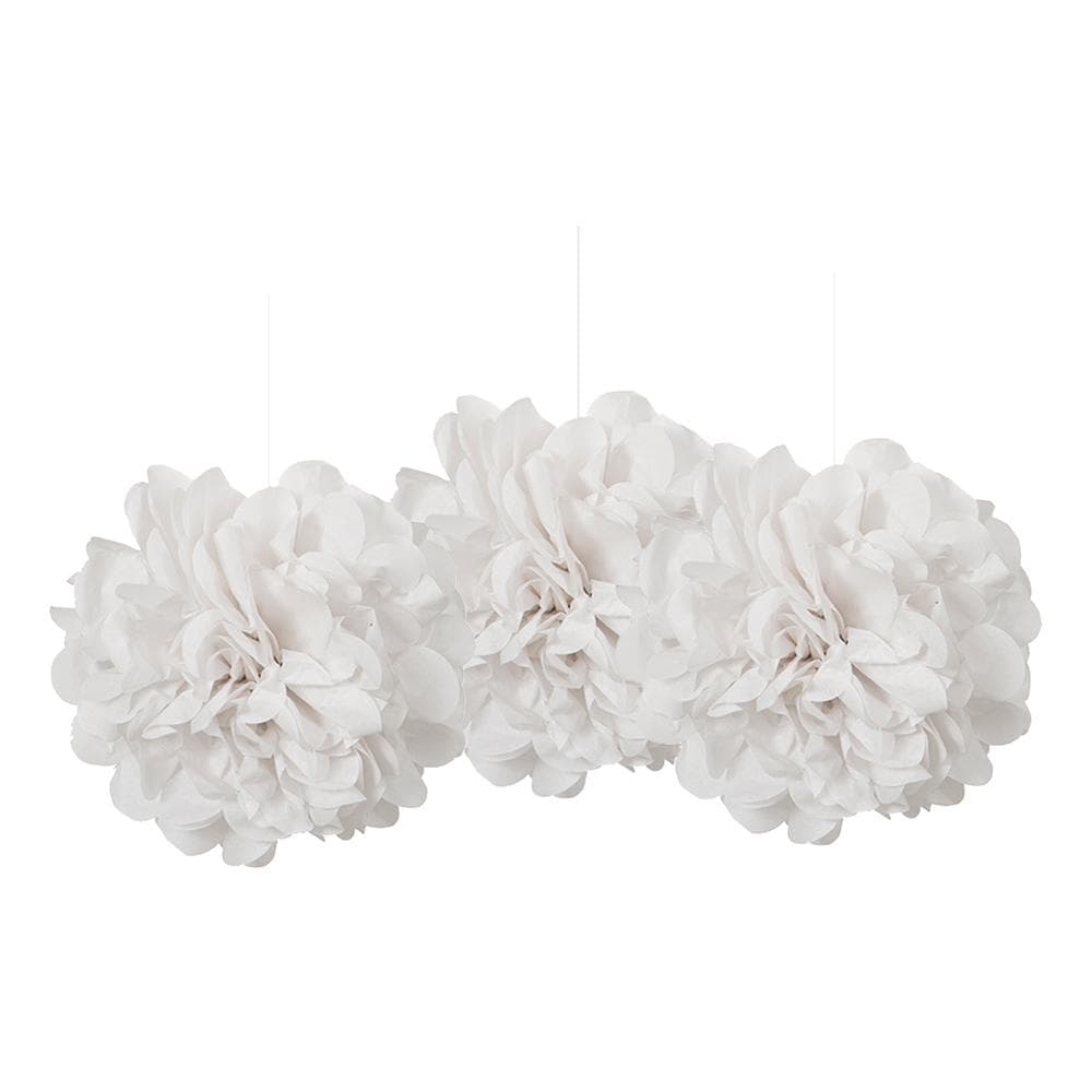 Pom Pom Mini Vita Hängande Dekoration (3-pack)