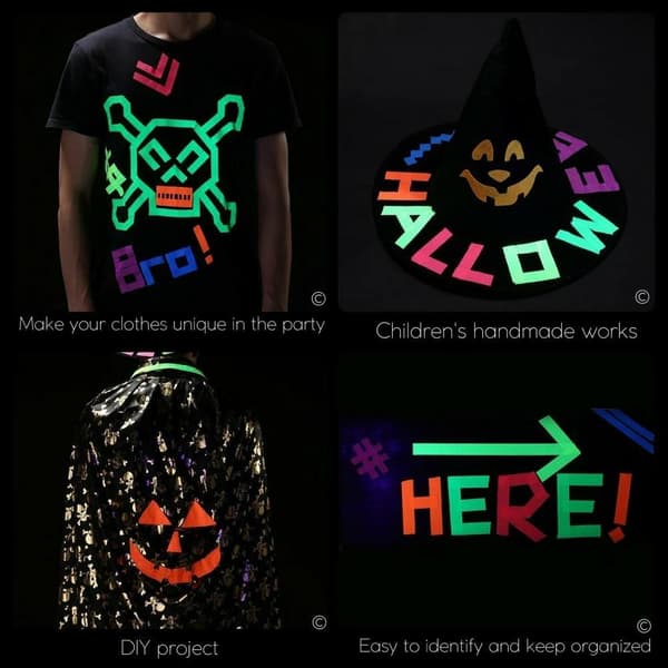 6-Pack - UV Neon Självlysande Tejp Glow in the Dark - 1,5cm x 5m