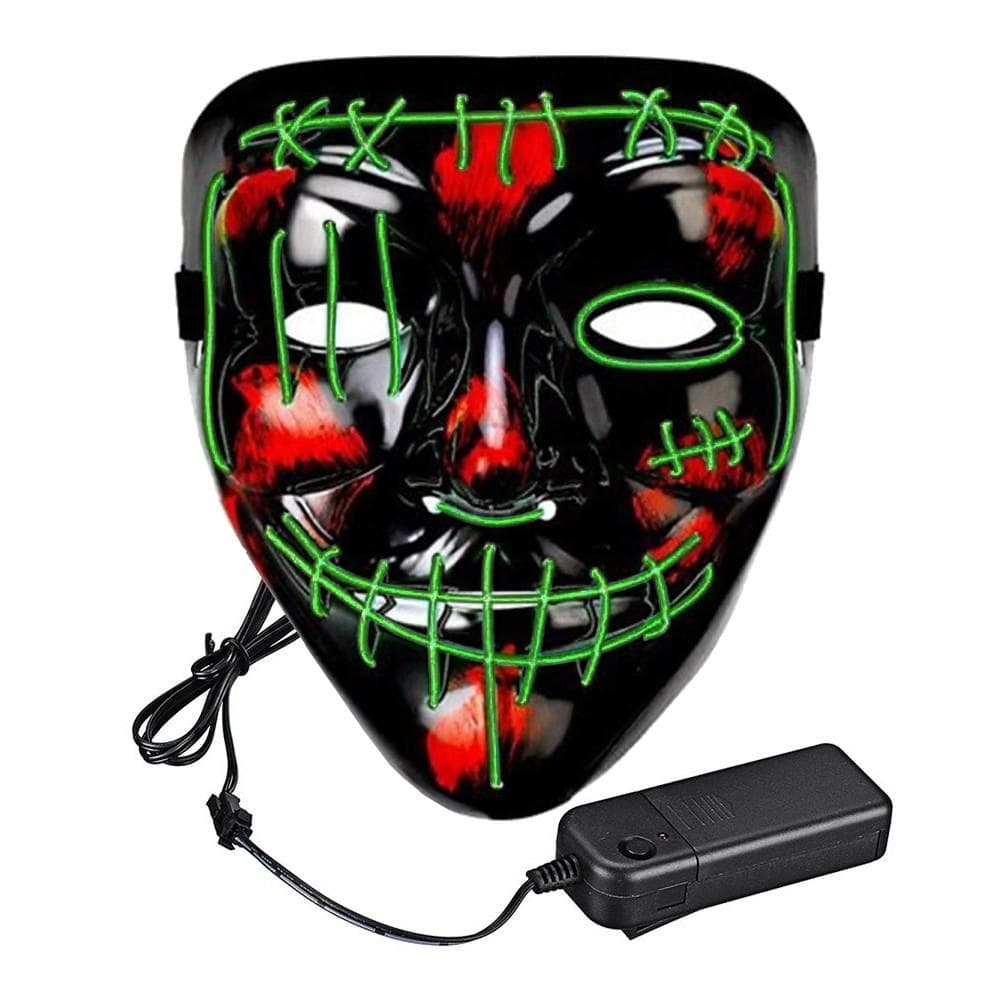El Wire Purge 2 LED Mask (Mörkgrön) - Halloween & Maskerad