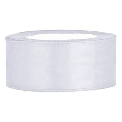 Satinband / Band - Vit - 25mm x 25m
