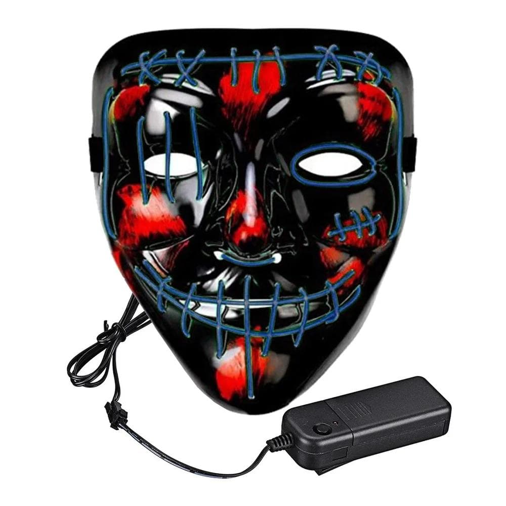 El Wire Purge 2 LED Mask (Blå) - Halloween & Maskerad