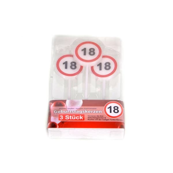 Födelsedagsljus / Tårtljus - 18 år - (3-Pack)