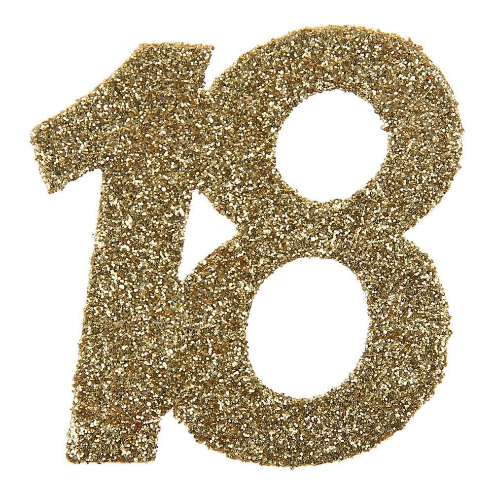 Glasdekoration 18 år - Guld/Glitter (6-Pack)