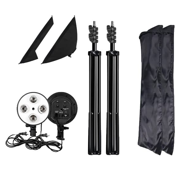 Foto Studio Softbox Light Kit, Fire Lampeholdere, Kontinuerligt Lys System, 2pc Softbox stativ