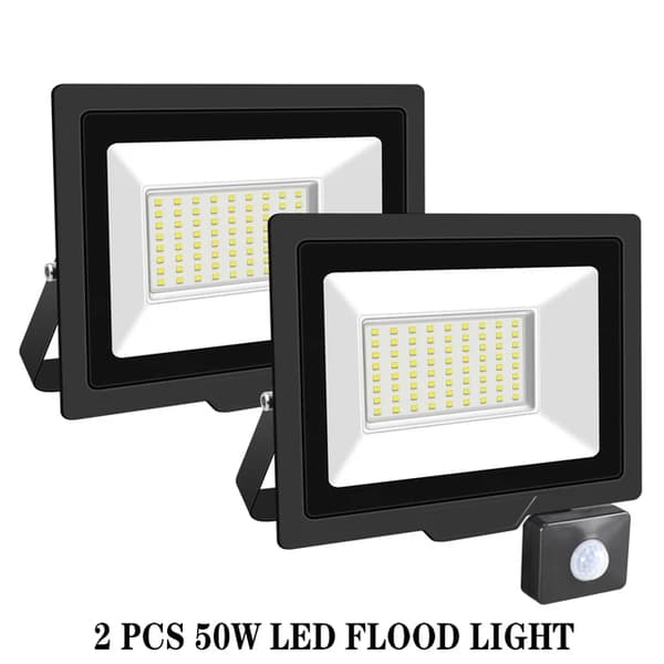 Induktionsdrevet Flomlys, Justerbar PIR-sensor, Udendørs brug, 2x30W, Naturhvid (3500-5500K)