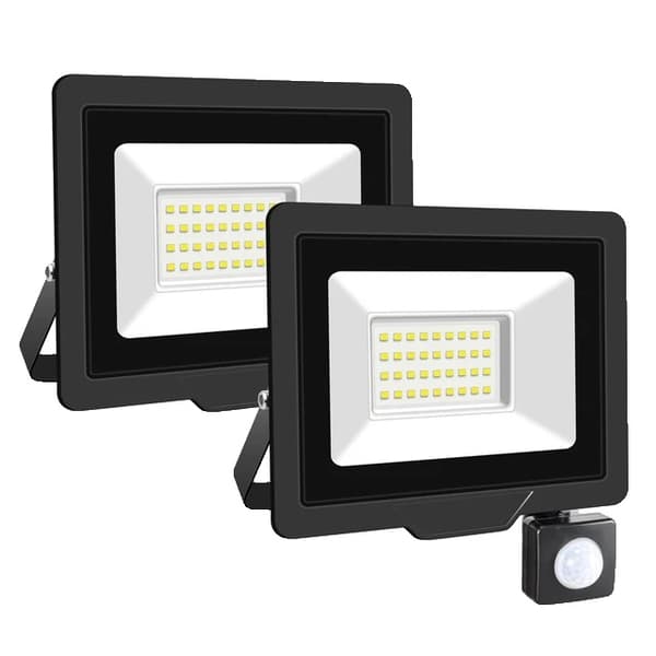 Induktionsdrevet Flomlys, Justerbar PIR-sensor, Udendørs brug, 2x30W, Naturhvid (3500-5500K)
