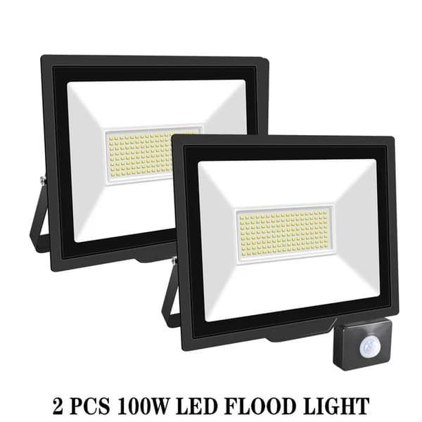 Induktionsdrevet Flomlys, Justerbar PIR-sensor, Udendørs brug, 2x30W, Naturhvid (3500-5500K)