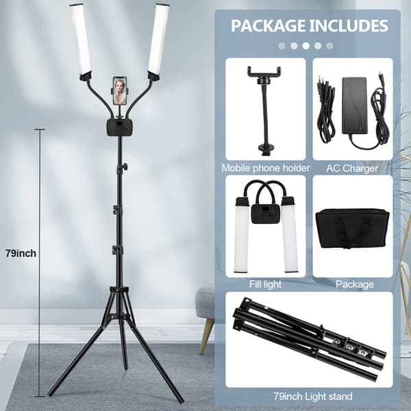 LED-rengasvalo, säädettävä värintemperatuuri, studiolaatuinen valaistus, 160cm jalusta