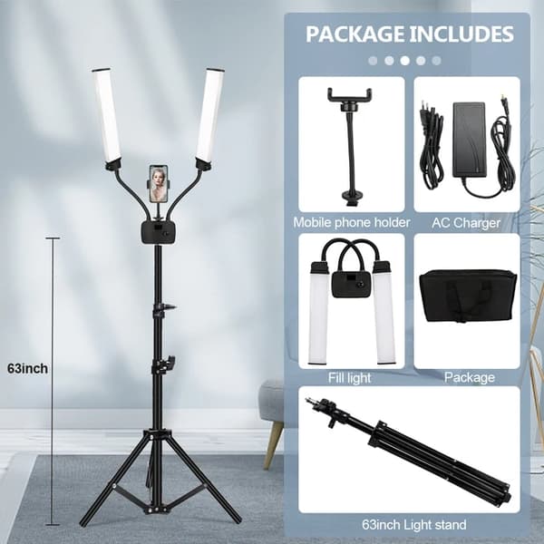 LED-rengasvalo, säädettävä värintemperatuuri, studiolaatuinen valaistus, 160cm jalusta