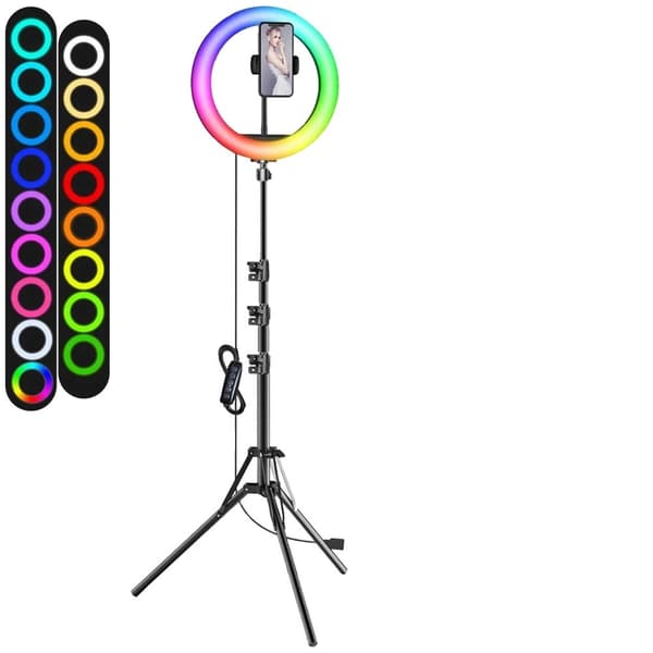 Selfie Ring Light, RGB-väriasetukset, puhelintelineen pidike, 12 tuuman RGB-tyyppi 9