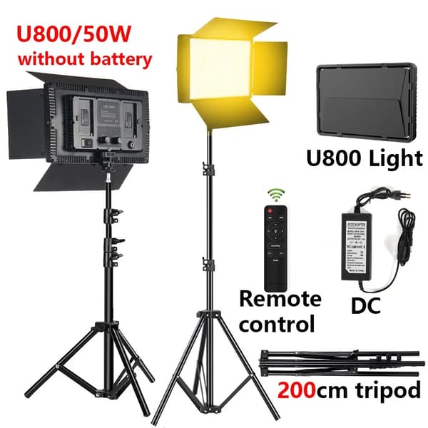 50W LED Foto Studio Lys, Bi-farve 3200K-5600K, 200cm Stativ,U800 200cm Stand
