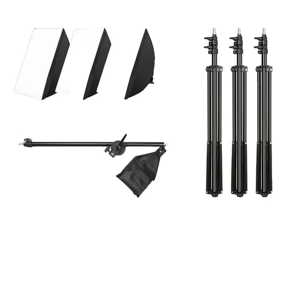 Professionelt fotostudiebelysningskit, softbox-belysningsudstyr, LED-p�re, stativ, SH-RGX-02-11