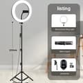 Miniatyrbillede 2 af 2: LED Selfie Ring Light, Dæmpbar Lampe, Telefonstativ Tripod, 12 tommer ring BK200cm