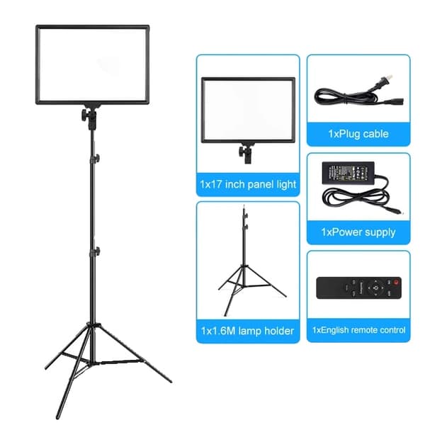 LED Video Belysning, 17 tommer Rektangulær Panel, 3-Temperatur Lys, 14 tommer kit 2