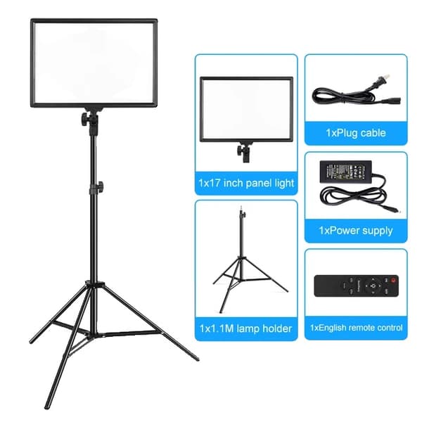 LED Video Belysning, 17 tommer Rektangulær Panel, 3-Temperatur Lys, 14 tommer kit 1