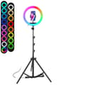 Miniatyrbillede 1 af 2: Selfie Ring Light, RGB Farveindstillinger, Telefonholder Stand, 10 tommer RGB Type 2