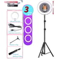 Miniatyrbillede 1 af 2: LED Selfie Ring Light, Dæmpbar, Stativ, 10 tommer 200 cm stativ