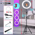 Miniatyrbillede 2 af 2: LED Selfie Ring Light, Dæmpbar, Stativ, 12in 200cm stativ