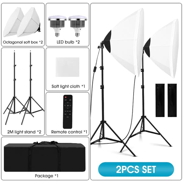 Fotograferingslys Kit, Paraplyformet Design, Triopo Fjernbetjening, Himmelblå