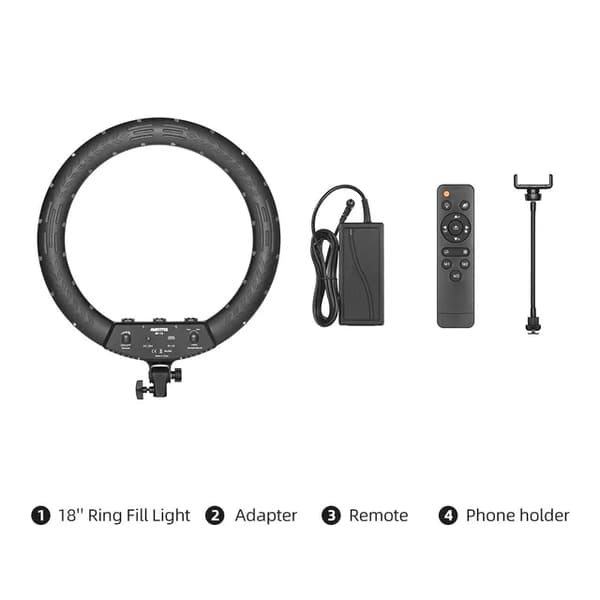LED Ring Light, Bi-farvet temperatur, Fjernbetjening, 18 tommer Kit 1