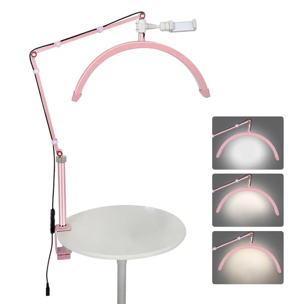 Pöytäkiinnitteinen LED-videovalo, C-klamppisuunnittelu, himmennettävä valo, Roze, EU