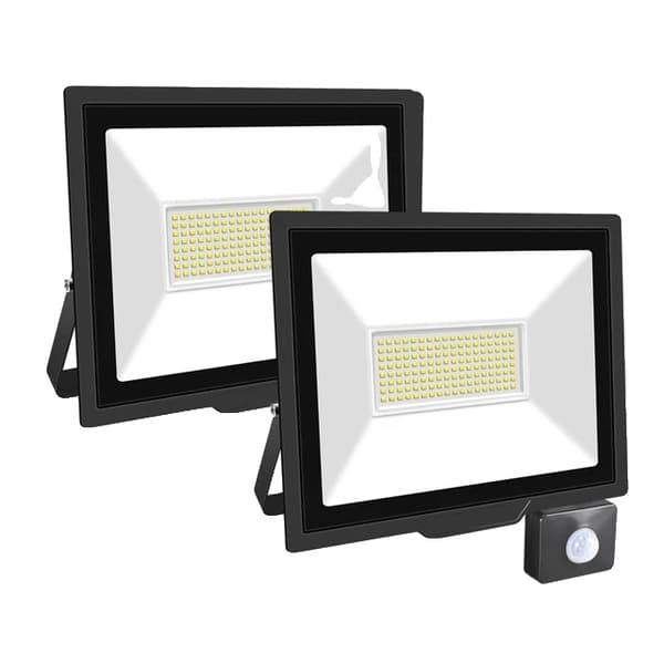 Induktionsdrevet Flomlys, Justerbar PIR-sensor, Udendørs brug, 2x100W, Naturhvid (3500-5500K)
