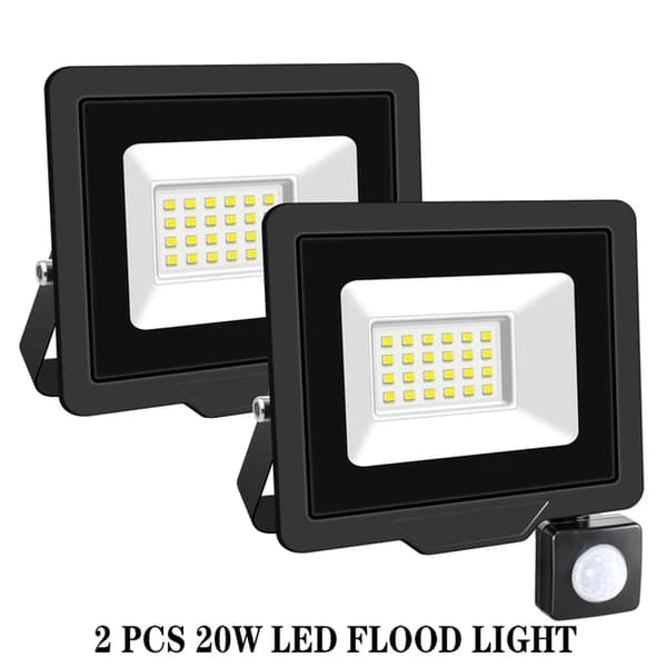 Induktionsdrevet Flomlys, Justerbar PIR-sensor, Udendørs brug, 2x20W, Varm Hvid (2700-3500K)