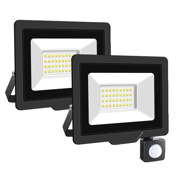 Induktionsdrevet Flomlys, Justerbar PIR-sensor, Udendørs brug, 2x30W, Varm Hvid (2700-3500K)