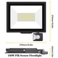 Miniatyrbillede 2 af 2: Induktionsdrevet Flomlys, Justerbar PIR-sensor, Udendørs brug, 1x100W, Varm Hvid (2700-3500K)