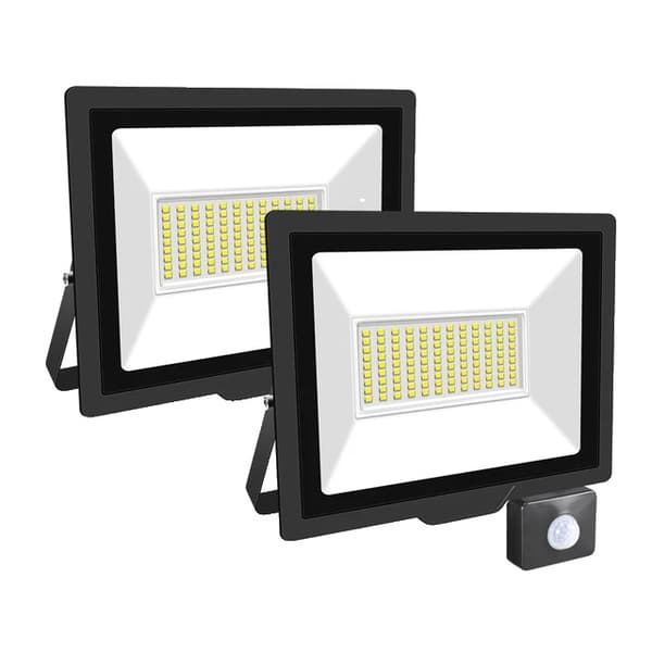 Induktionsdrevet Flomlys, Justerbar PIR-sensor, Udendørs brug, 2x75W, Varm Hvid (2700-3500K)