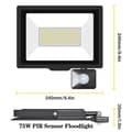 Miniatyrbillede 2 af 2: Induktionsdrevet Flomlys, Justerbar PIR-sensor, Udendørs brug, 1x75W, Naturhvid (3500-5500K)