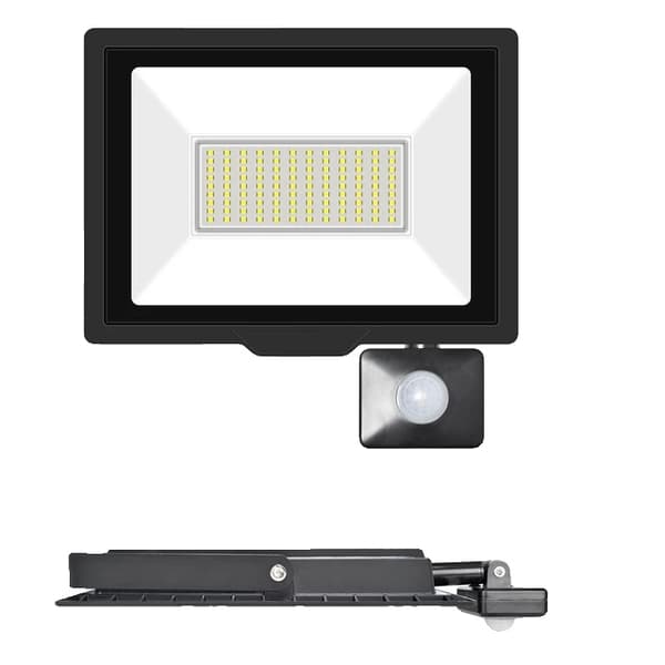 Induktionsdrevet Flomlys, Justerbar PIR-sensor, Udendørs brug, 1x75W, Naturhvid (3500-5500K)