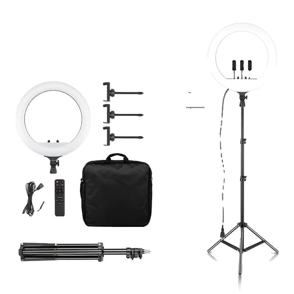 Ringlys, 18 tommer i diameter, justerbart stativ, 150cm Tripod Model E
