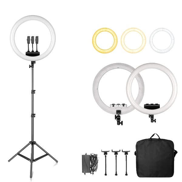 Ring Light, halkaisija 18 tuumaa, säädettävä jalusta, 150cm jalusta malli D