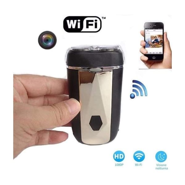 Elektrisk rakapparat med 1080P HD Wifi spionkamera - Svart - Full HD 1920 X 1080P px - Nattseende